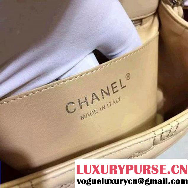 Chanel Lambskin Mini Classic Flap Bag Embellished with Full CC Embroidery Apricot 2015 (2a136-090326 )