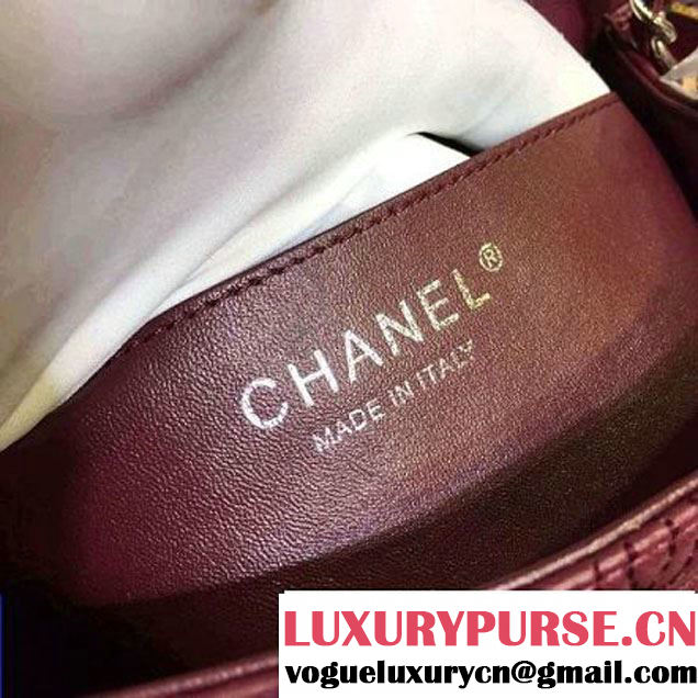 Chanel Lambskin Mini Classic Flap Bag Embellished with Full CC Embroidery Burgundy 2015 (2a136-090327 )