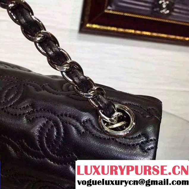 Chanel Lambskin Mini Classic Flap Bag Embellished with Full CC Embroidery Black 2015 (2a136-090328 )