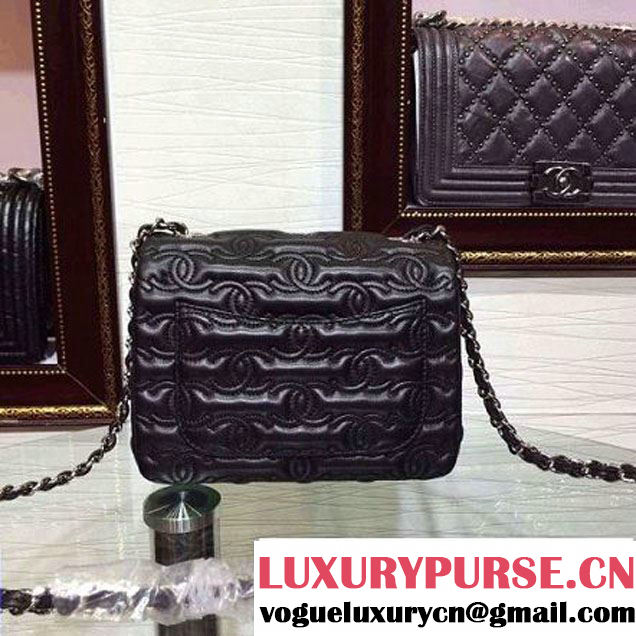 Chanel Lambskin Mini Classic Flap Bag Embellished with Full CC Embroidery Black 2015 (2a136-090328 )