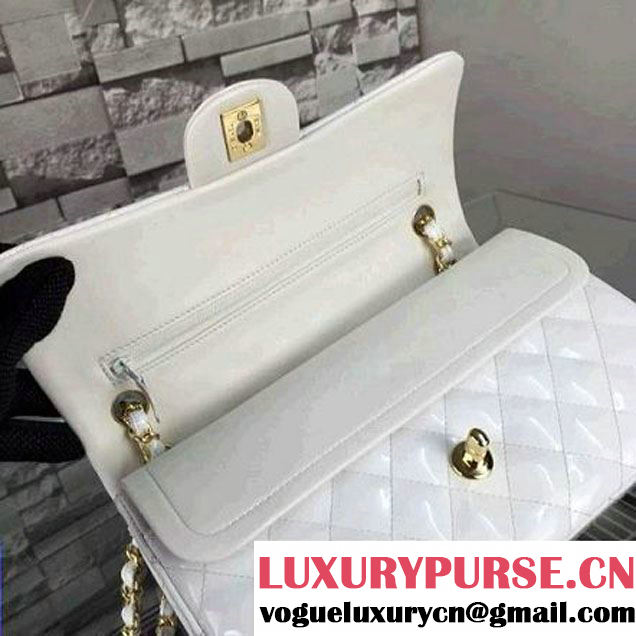 Chanel  White Patent Leather Medium double Flap Shoulder Bag (2A058-091006 )