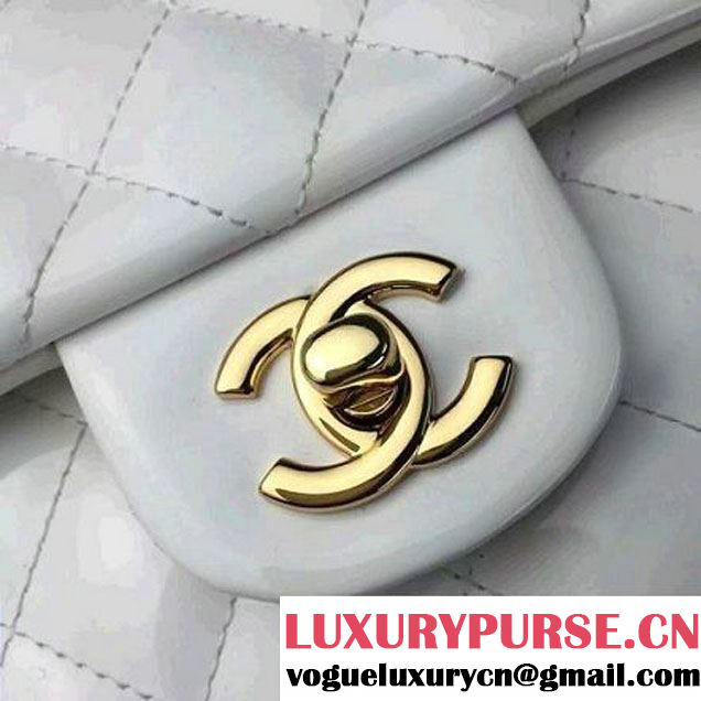 Chanel  White Patent Leather Medium double Flap Shoulder Bag (2A058-091006 )