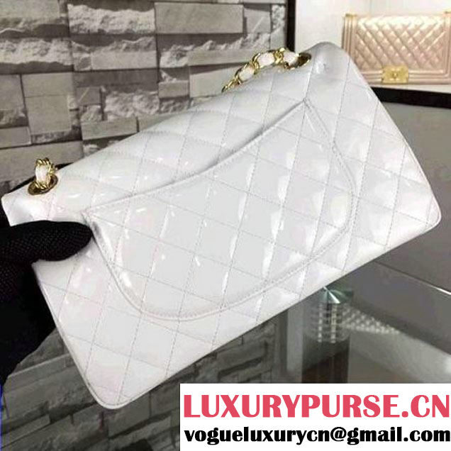 Chanel  White Patent Leather Medium double Flap Shoulder Bag (2A058-091006 )