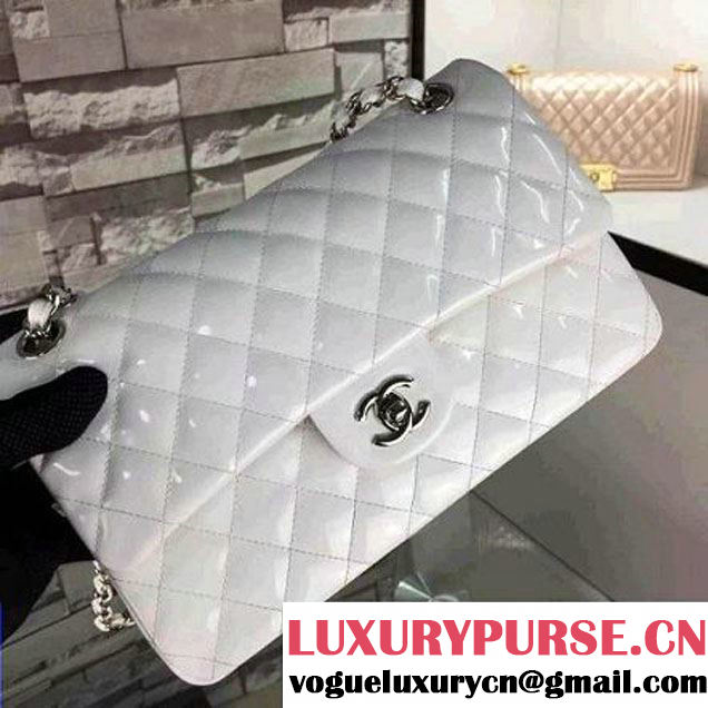 Chanel  White Patent Leather Jumbo double Flap Shoulder Bag (2A058-091007 )