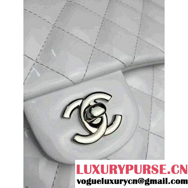 Chanel  White Patent Leather Jumbo double Flap Shoulder Bag (2A058-091007 )
