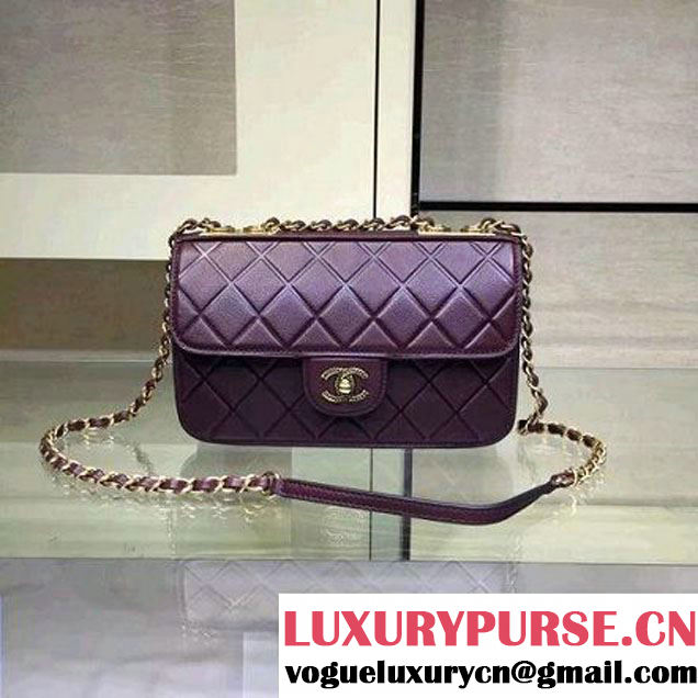 Chanel Burgundy Calfskin New Ice Diamond Classic Flap Bag 2015 (2A143-091804 )