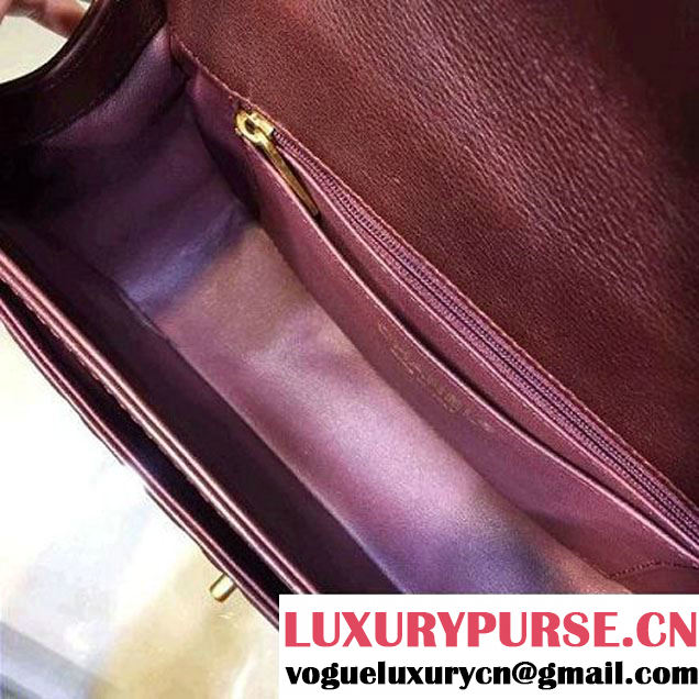 Chanel Burgundy Calfskin New Ice Diamond Classic Flap Bag 2015 (2A143-091804 )