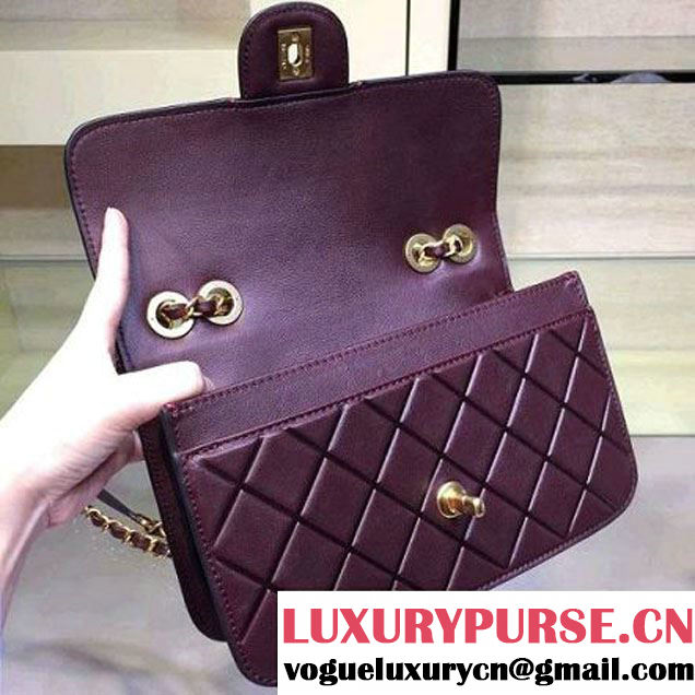 Chanel Burgundy Calfskin New Ice Diamond Classic Flap Bag 2015 (2A143-091804 )