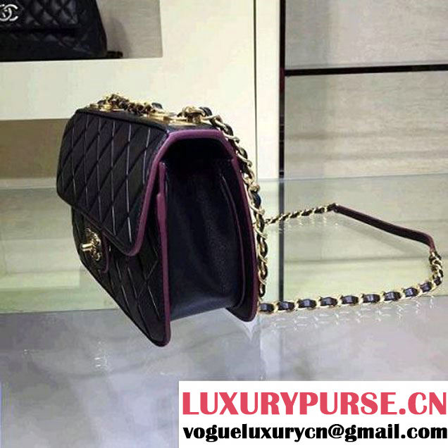 Chanel Black Calfskin New Ice Diamond Classic Flap Bag 2015 (2A143-091805 )