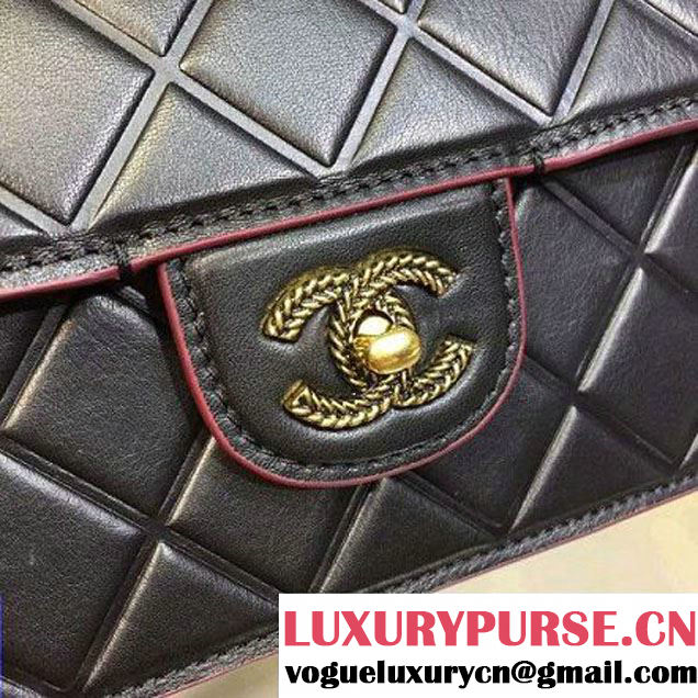 Chanel Black Calfskin New Ice Diamond Classic Flap Bag 2015 (2A143-091805 )