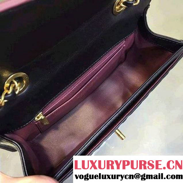 Chanel Black Calfskin New Ice Diamond Classic Flap Bag 2015 (2A143-091805 )
