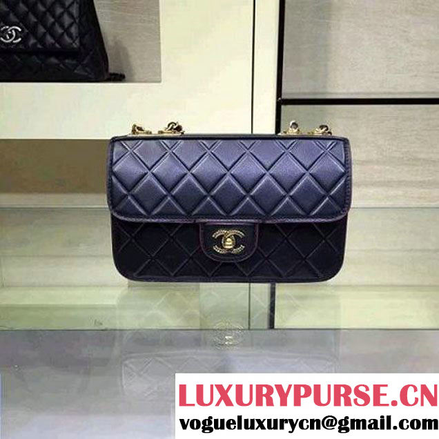 Chanel Black Calfskin New Ice Diamond Classic Flap Bag 2015 (2A143-091805 )