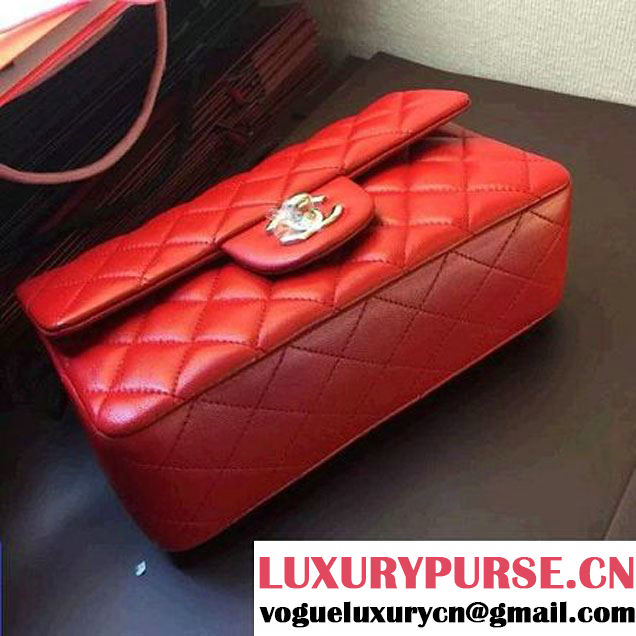 Chanel Red Lambskin Leather Classic Mini Flap Bag A1116(Silver Hardware) (A1116-091931 )