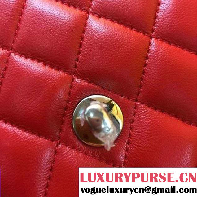 Chanel Red Lambskin Leather Classic Mini Flap Bag A1116(Silver Hardware) (A1116-091931 )