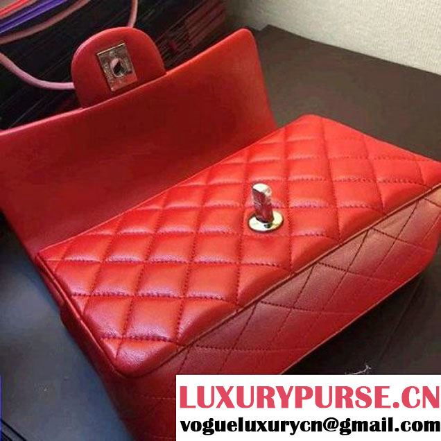 Chanel Red Lambskin Leather Classic Mini Flap Bag A1116(Silver Hardware) (A1116-091931 )