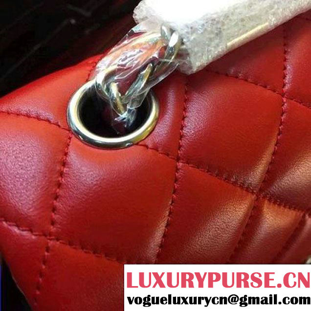 Chanel Red Lambskin Leather Classic Mini Flap Bag A1116(Silver Hardware) (A1116-091931 )