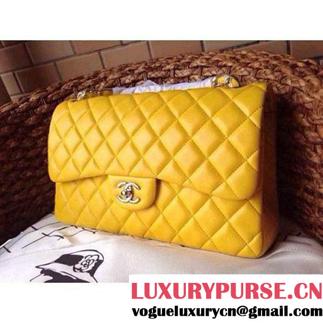Chanel Jumbo Lambskin Classic Double Flap Bag Yellow(SHW) (1a086-092108 )