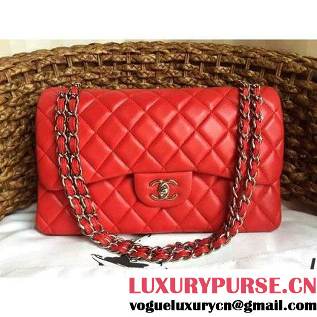 Chanel Jumbo Lambskin Classic Double Flap Bag Red(SHW) (1a086-092111 )