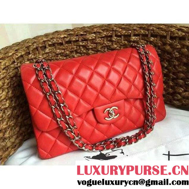 Chanel Jumbo Lambskin Classic Double Flap Bag Red(SHW) (1a086-092111 )