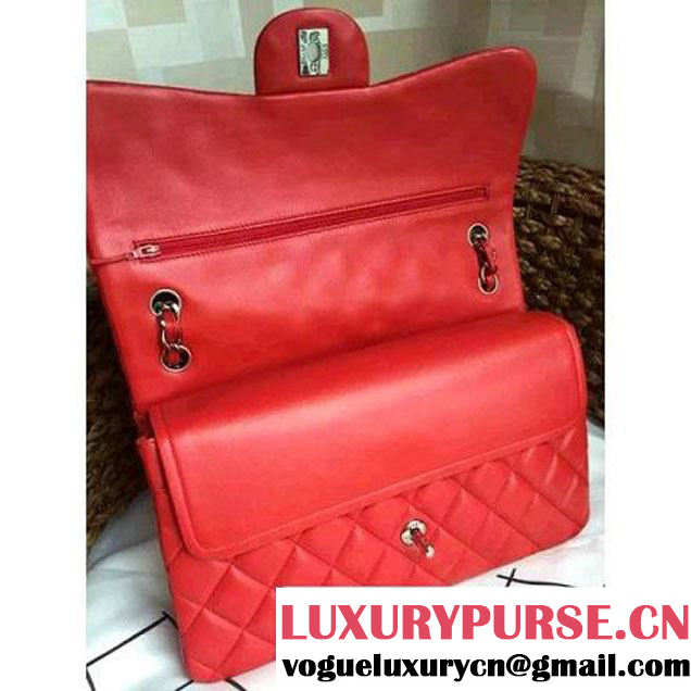 Chanel Jumbo Lambskin Classic Double Flap Bag Red(SHW) (1a086-092111 )