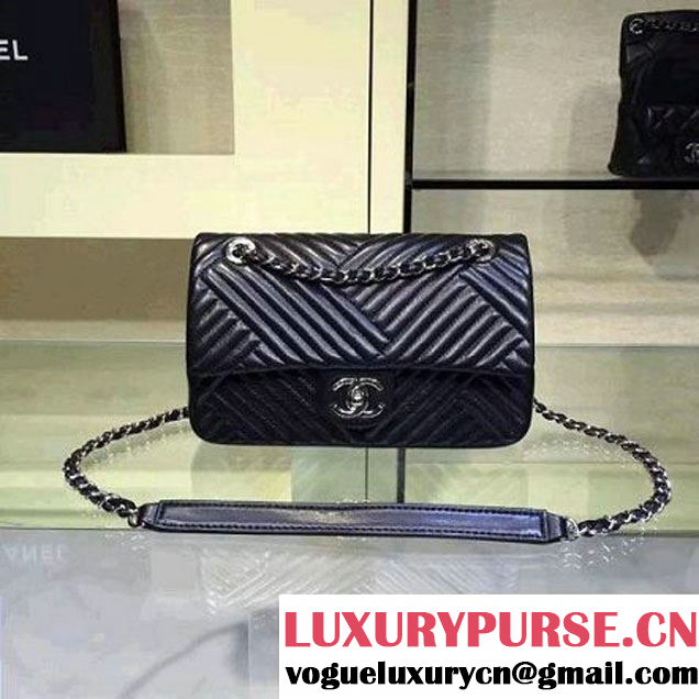 Chanel Medium Black Quilted Lambskin Flap Bag Fall-Winter 2015/16 (2A143-092801 )