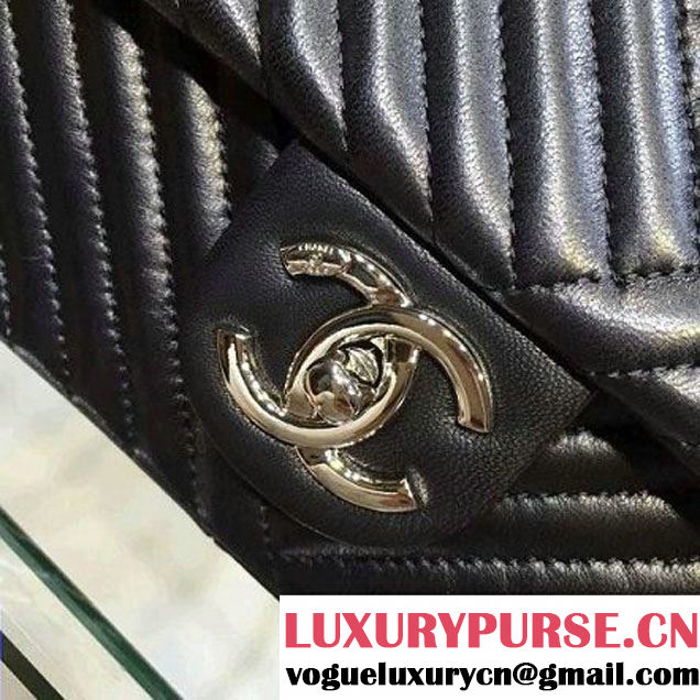 Chanel Medium Black Quilted Lambskin Flap Bag Fall-Winter 2015/16 (2A143-092801 )
