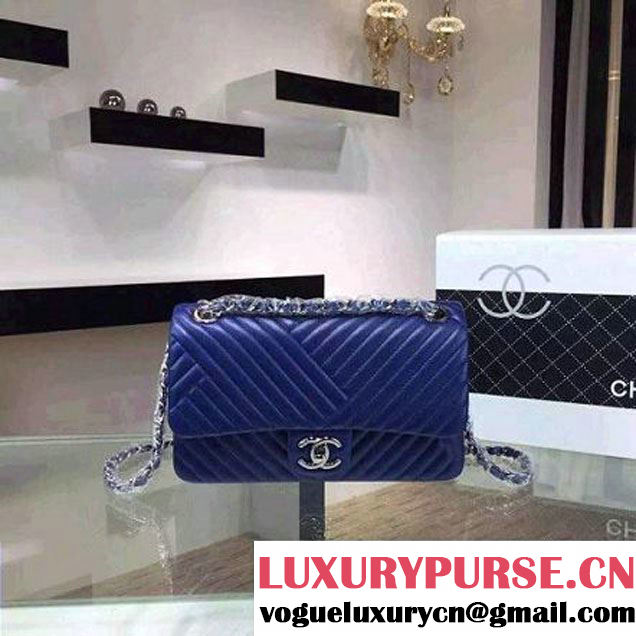 Chanel Medium Blue Quilted Lambskin Flap Bag Fall-Winter 2015/16 (2A136-092802 )