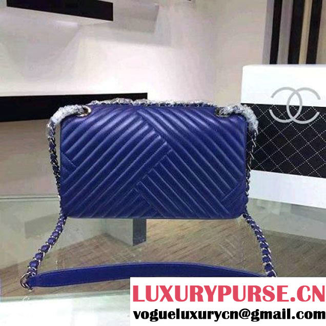 Chanel Medium Blue Quilted Lambskin Flap Bag Fall-Winter 2015/16 (2A136-092802 )