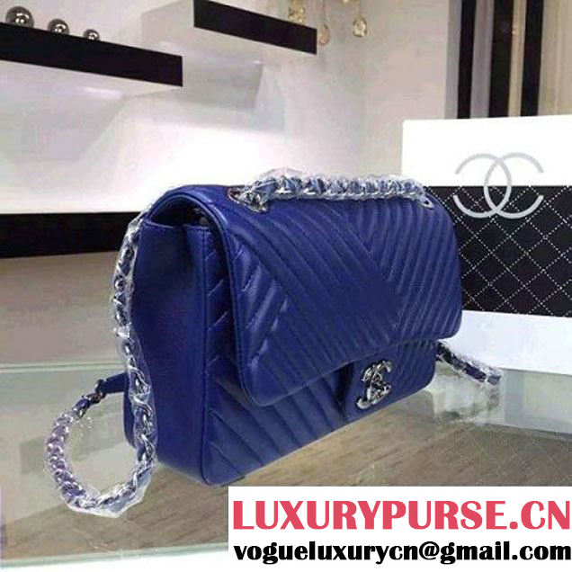 Chanel Medium Blue Quilted Lambskin Flap Bag Fall-Winter 2015/16 (2A136-092802 )