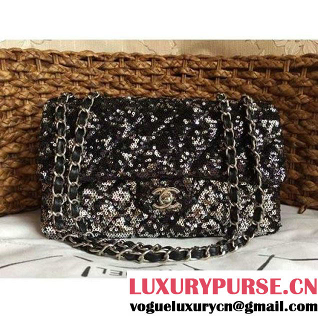 Chanel A93919 Flap Bag With Embroidered Sequings Black Fall-Winter 2015 (1A086-101201 )