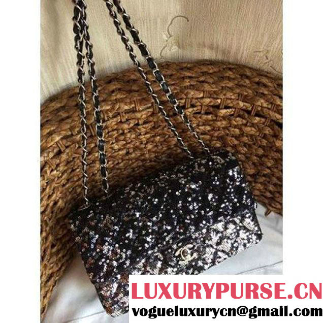 Chanel A93919 Flap Bag With Embroidered Sequings Black Fall-Winter 2015 (1A086-101201 )