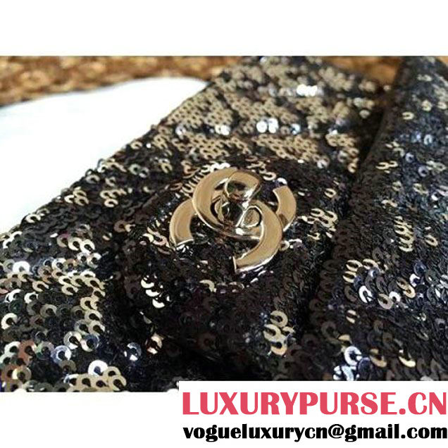 Chanel A93919 Flap Bag With Embroidered Sequings Black Fall-Winter 2015 (1A086-101201 )