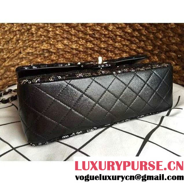 Chanel A93919 Flap Bag With Embroidered Sequings Black Fall-Winter 2015 (1A086-101201 )