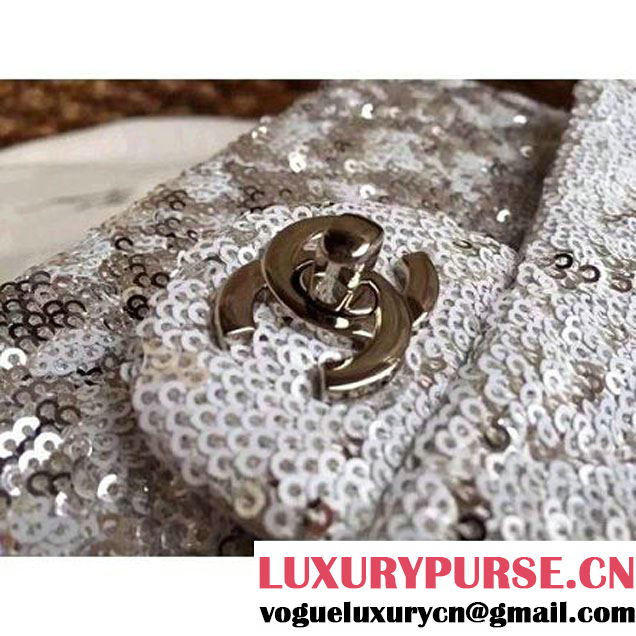 Chanel A93919 Flap Bag With Embroidered Sequings Silver Fall-Winter 2015 (1A086-101202 )