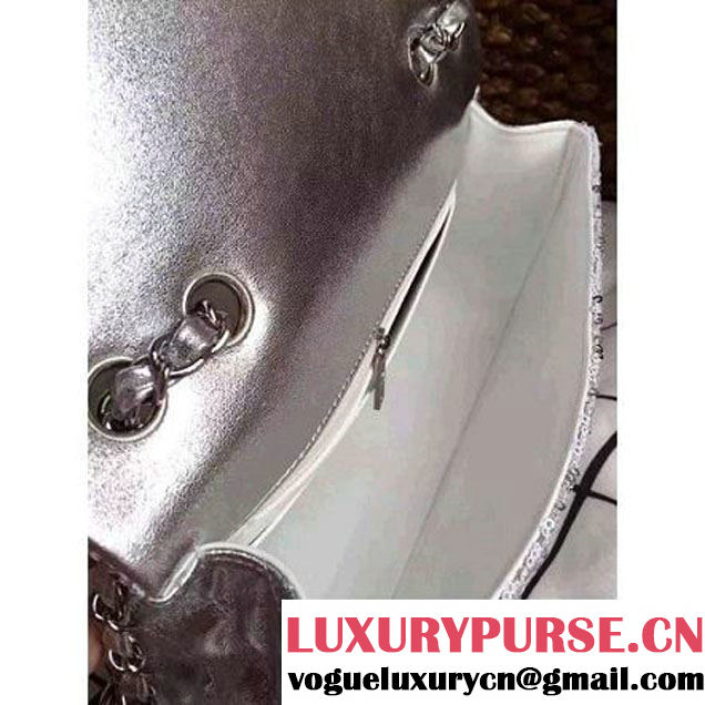 Chanel A93919 Flap Bag With Embroidered Sequings Silver Fall-Winter 2015 (1A086-101202 )