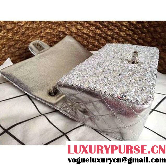 Chanel A93919 Flap Bag With Embroidered Sequings Silver Fall-Winter 2015 (1A086-101202 )
