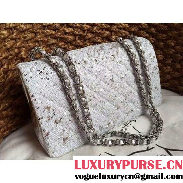 Chanel A93919 Flap Bag With Embroidered Sequings Silver Fall-Winter 2015 (1A086-101202 )