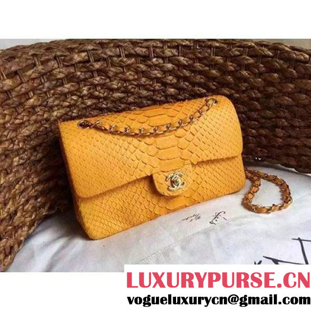Chanel Medium Python Leather Classic Double Flap Bag in Ginger (1a086-101439 )