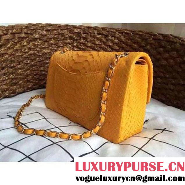 Chanel Medium Python Leather Classic Double Flap Bag in Ginger (1a086-101439 )