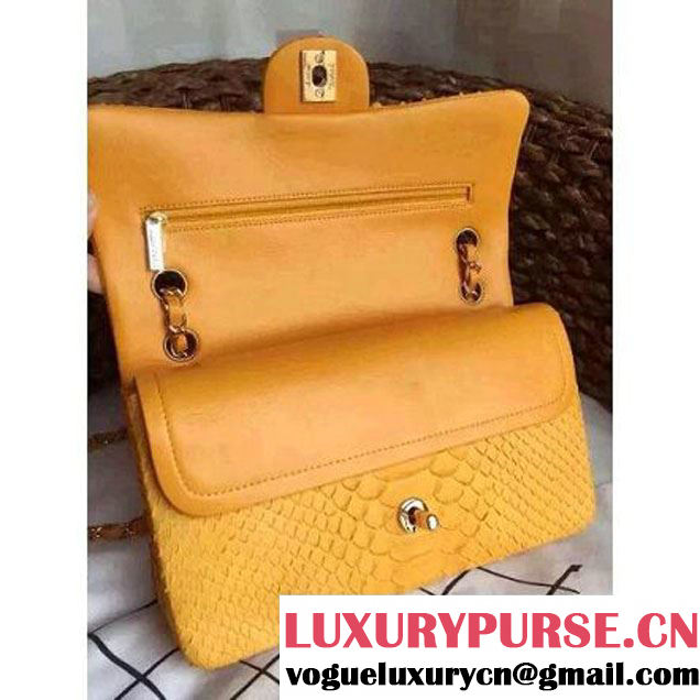 Chanel Medium Python Leather Classic Double Flap Bag in Ginger (1a086-101439 )