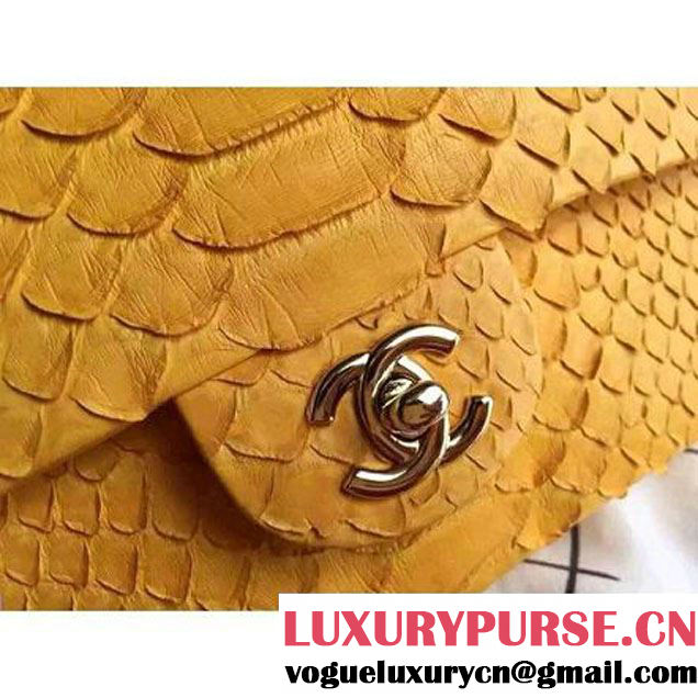 Chanel Medium Python Leather Classic Double Flap Bag in Ginger (1a086-101439 )