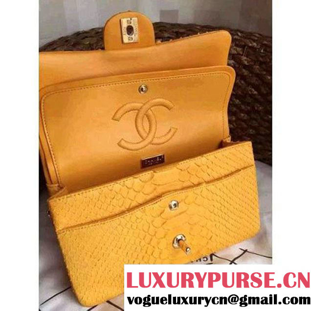 Chanel Medium Python Leather Classic Double Flap Bag in Ginger (1a086-101439 )