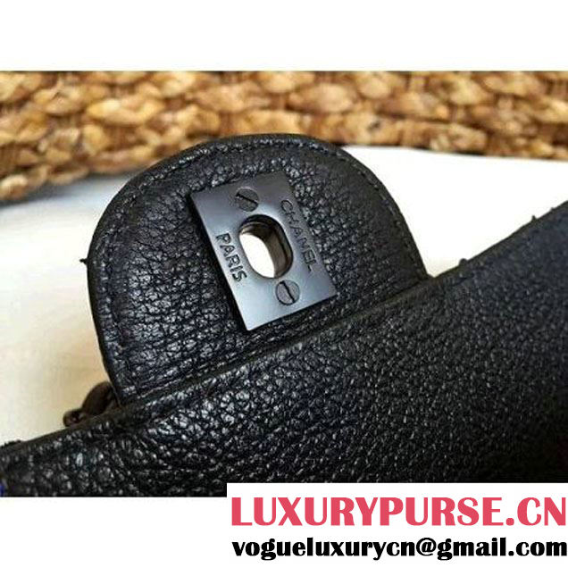 Chanel Medium Python Leather Classic Double Flap Bag in Black/Gold (1a086-101440 )