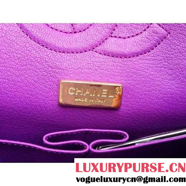 Chanel Medium Python Leather Classic Double Flap Bag in Purple/Black (1a086-101441 )