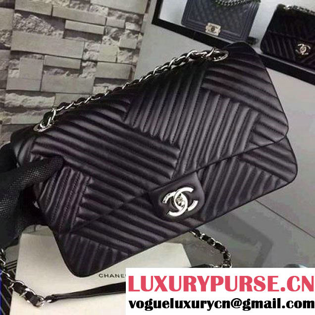 Chanel Large Black Quilted Lambskin Flap Bag Fall-Winter 2015/16 (2A058-101502 )