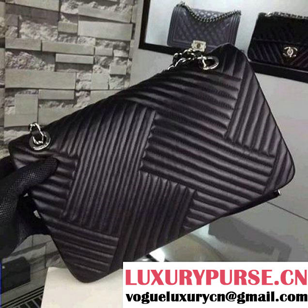 Chanel Large Black Quilted Lambskin Flap Bag Fall-Winter 2015/16 (2A058-101502 )