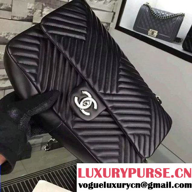 Chanel Large Black Quilted Lambskin Flap Bag Fall-Winter 2015/16 (2A058-101502 )