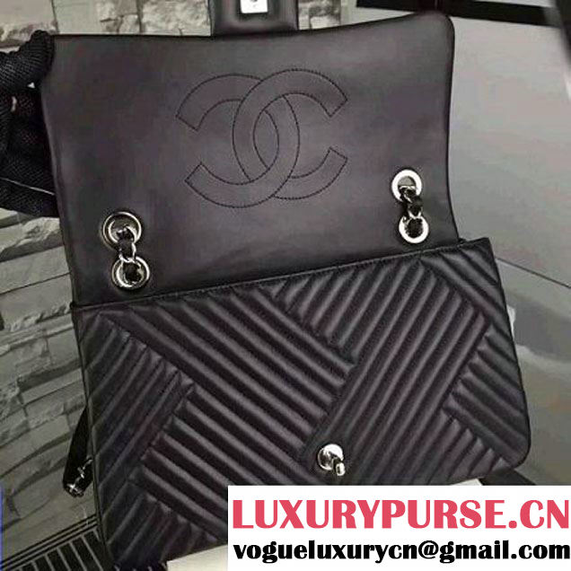 Chanel Large Black Quilted Lambskin Flap Bag Fall-Winter 2015/16 (2A058-101502 )