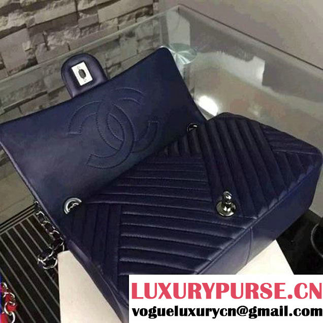 Chanel Medium Navy Quilted Lambskin Flap Bag Fall-Winter 2015/16 (2A058-102003 )