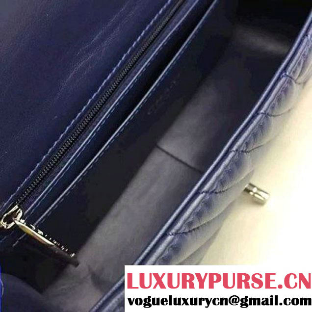 Chanel Medium Navy Quilted Lambskin Flap Bag Fall-Winter 2015/16 (2A058-102003 )